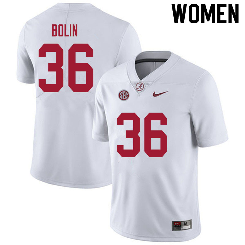 Women #36 Bret Bolin Alabama White Tide College Football Jerseys Sale-White